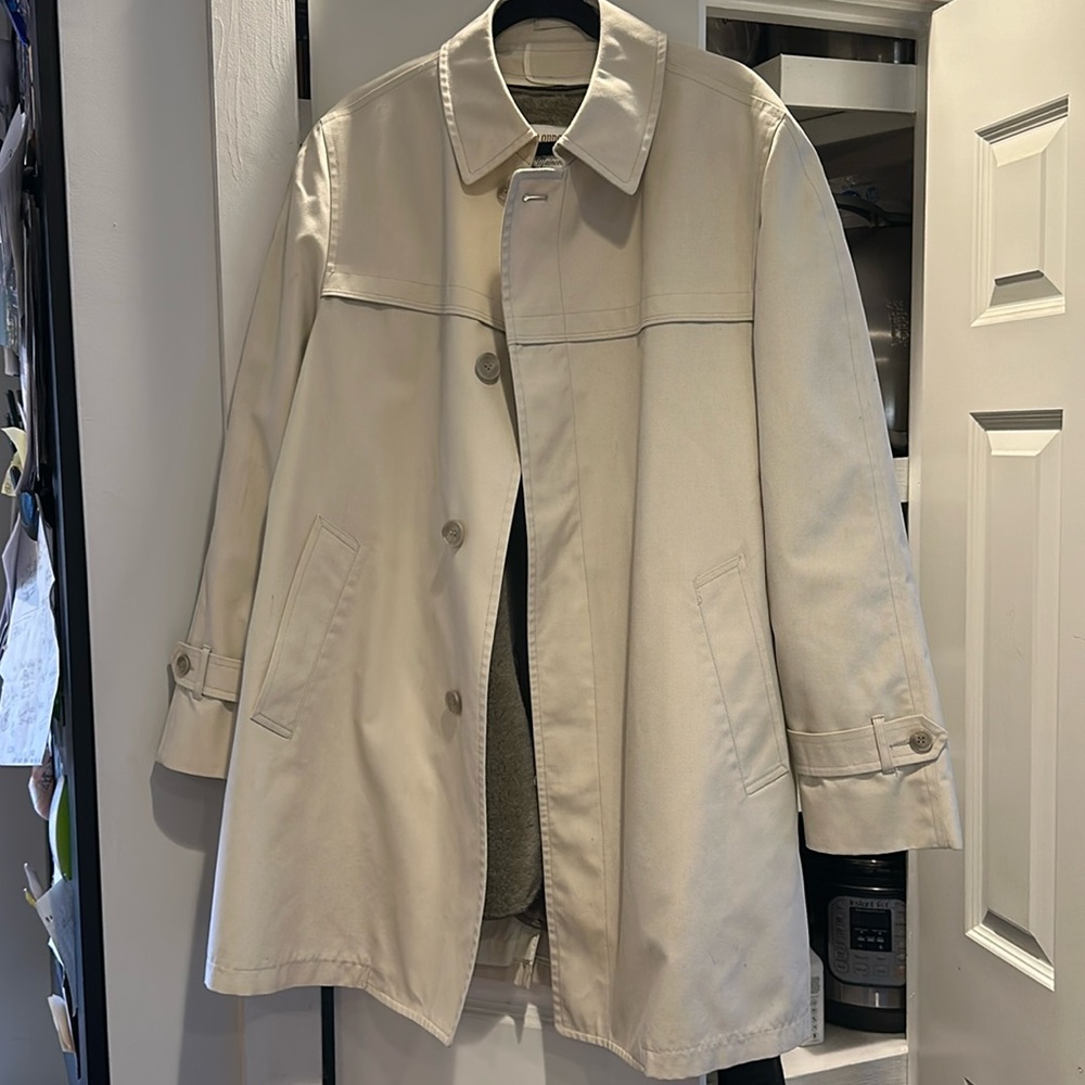 Vintage LONDON FOG Men’s Stone Trench Coat With Removable Lining Size 42 Reg